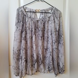 Jennifer Lopez Snake Skin Printed Peasant Top Blouse L